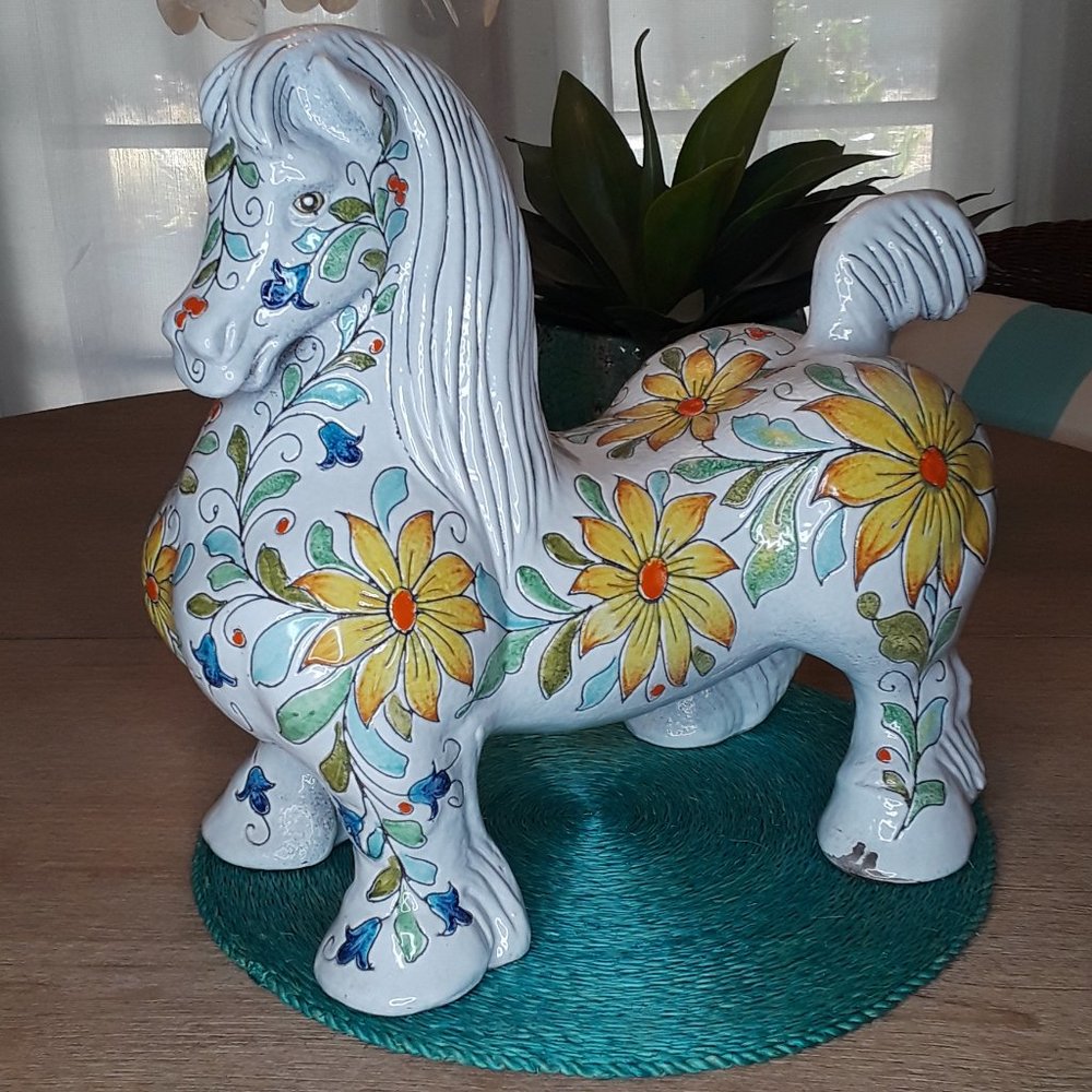 Mancioli Italian Pottery Horse Raymor Florence ~ Floral Italy Bitosi style